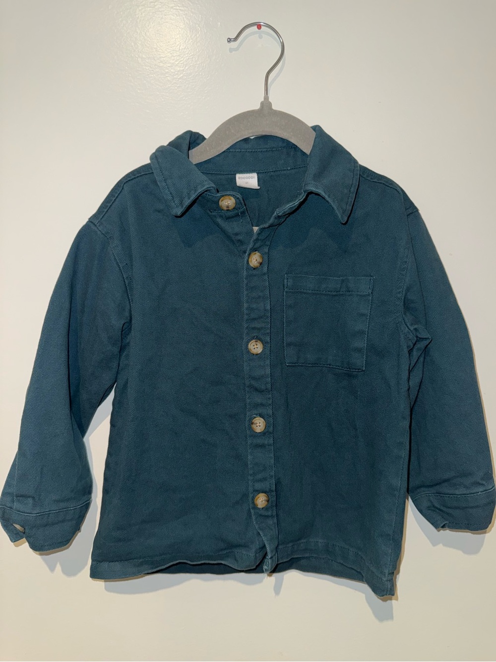 Rococo 3T Teal Blue Heavy Cotton Twill Button Down Shirt Shacket